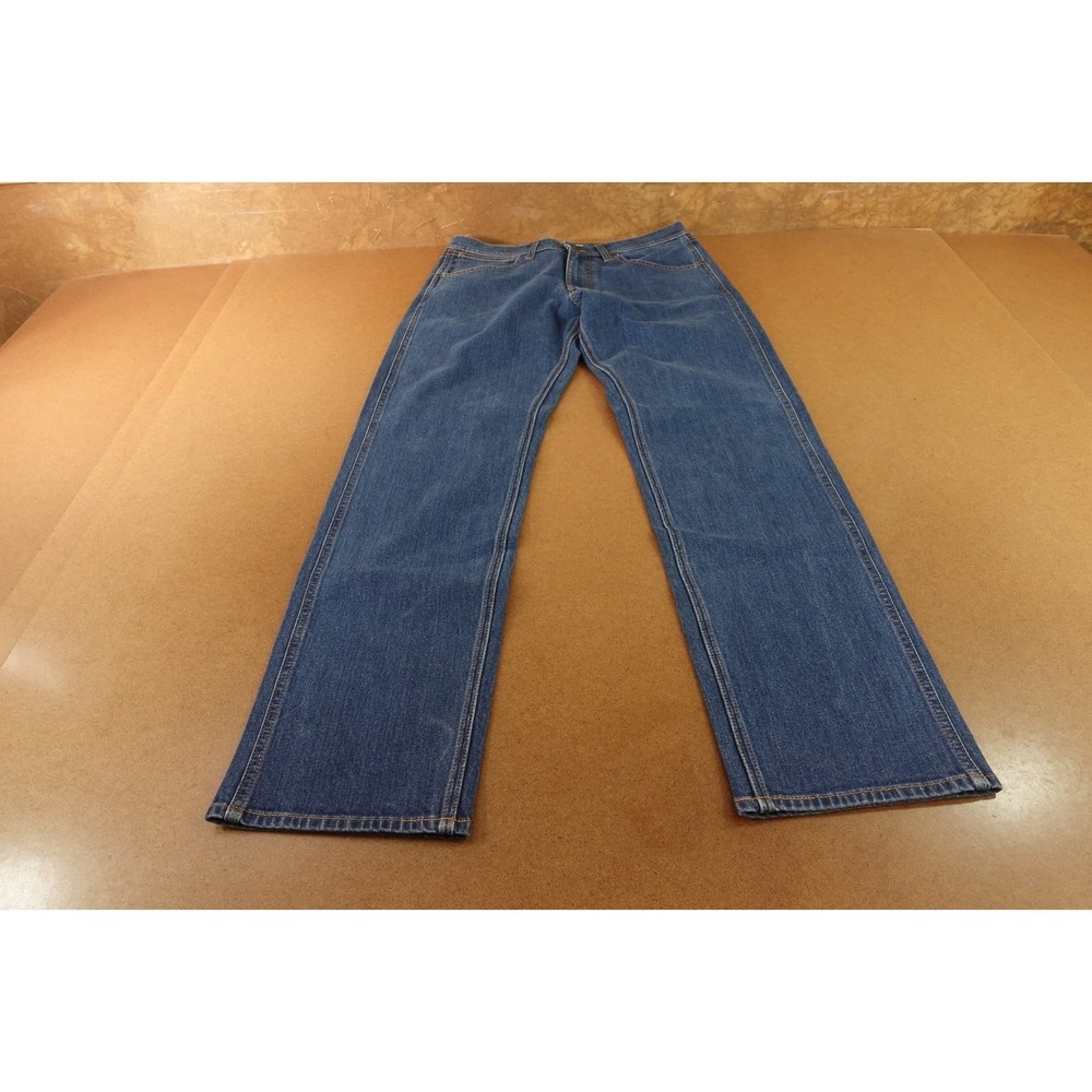 Wrangler Mens Size 32 x 31 Regular Fit Dark Wash Denim Straight Leg Jeans *Flaw